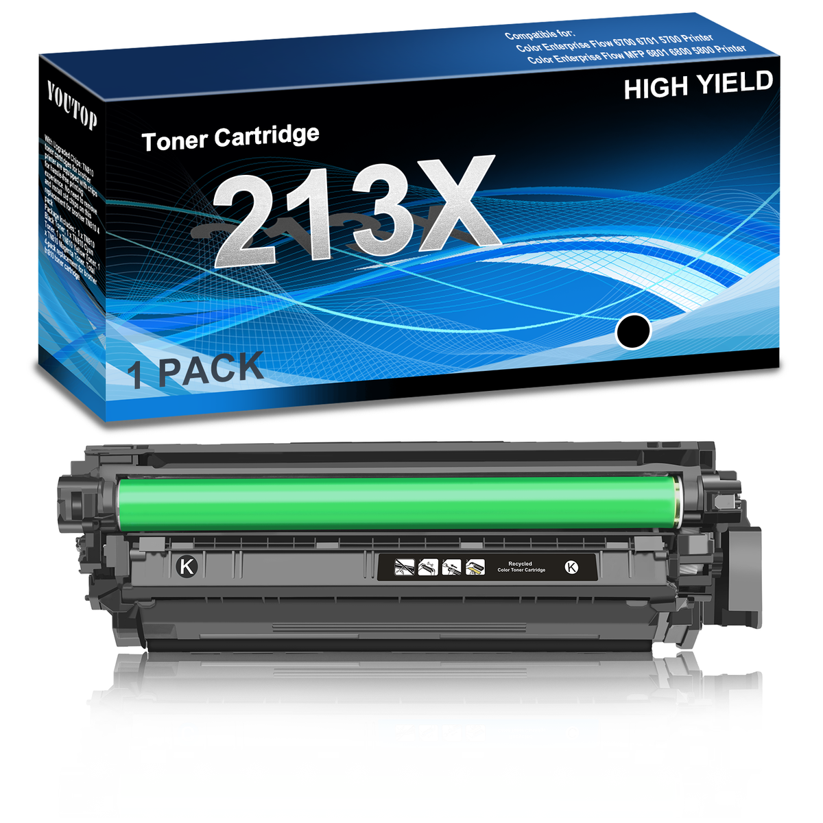 YOUTOP High Yield Toner Cartridge 213X W2130X Toner Black Replacement for Color Enterprise Flow 6700 6701 5700 MFP 6801 6800 5800 Printer(1 Pack)