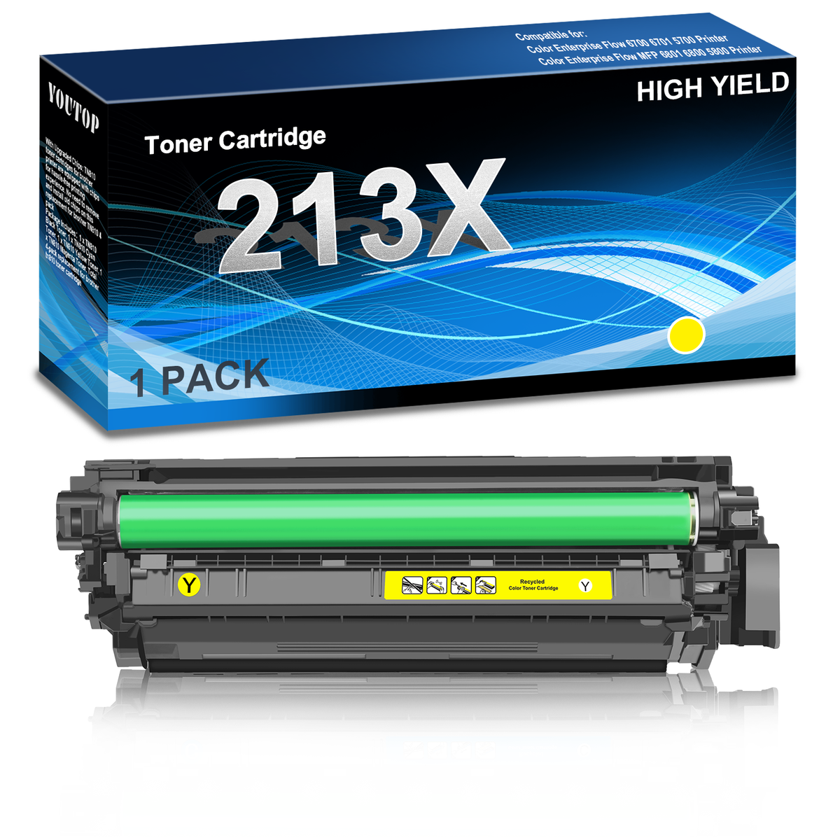 YOUTOP High Yield Toner Cartridge 213X W2132X Toner Yellow Replacement for Color Enterprise Flow 6700 6701 5700 MFP 6801 6800 5800 Printer(1 Pack)