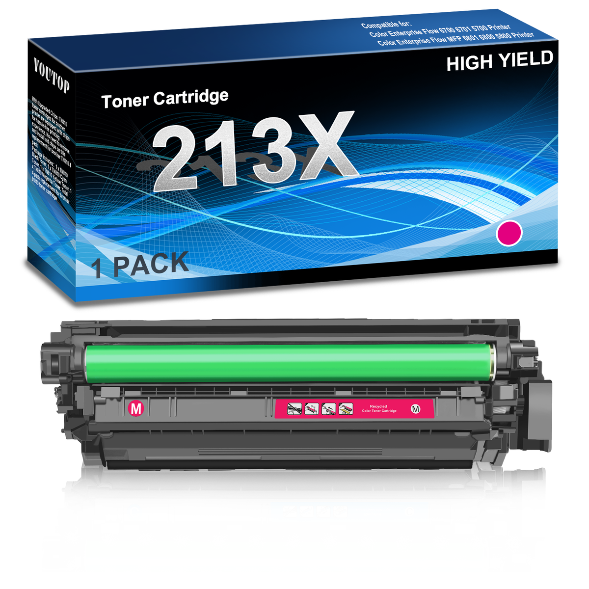 YOUTOP High Yield Toner Cartridge 213X W2133X Toner Magenta Replacement for Color Enterprise Flow 6700 6701 5700 MFP 6801 6800 5800 Printer(1 Pack)