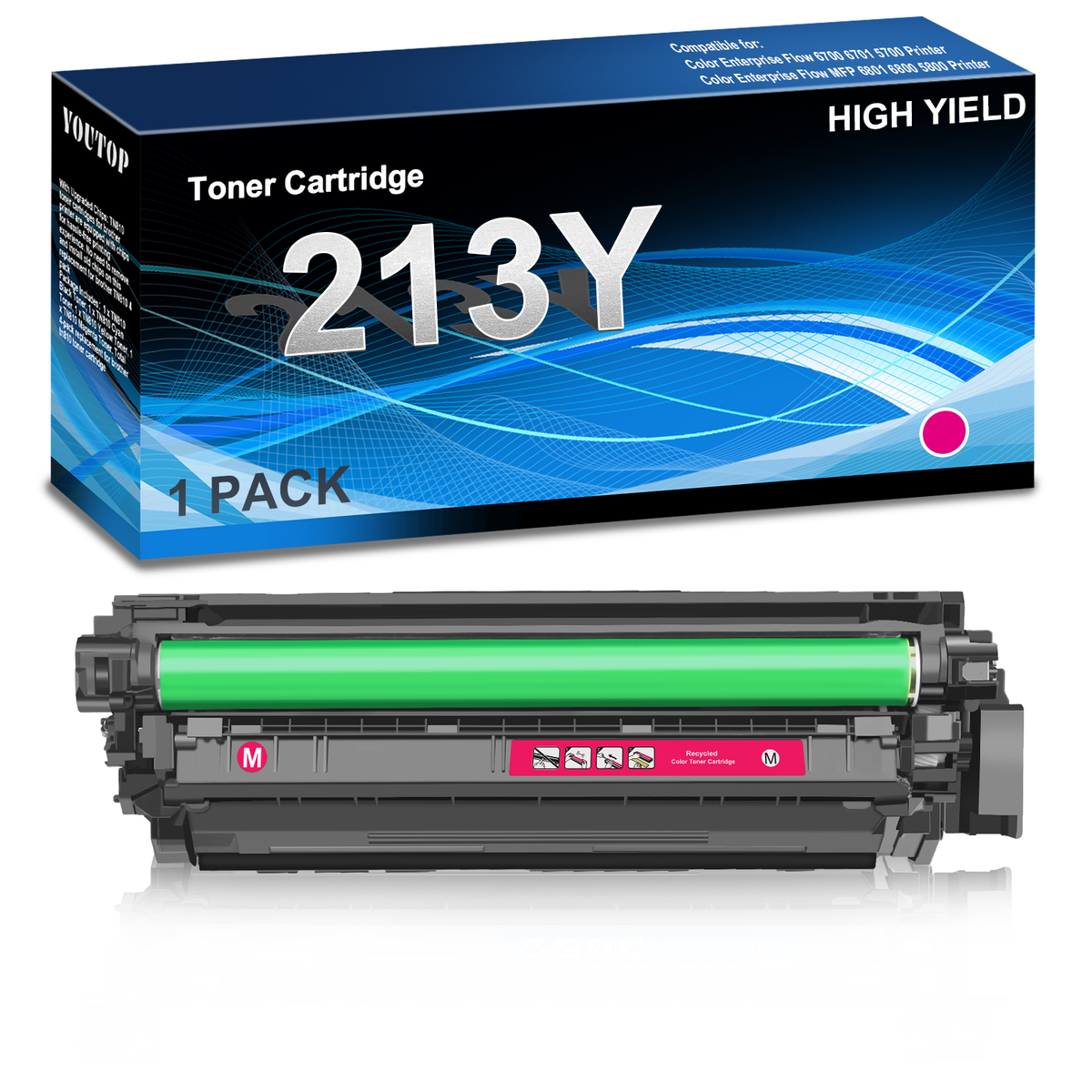 YOUTOP 213Y High Yield Toner Cartridge 213Y W2133Y Toner Magenta Replacement for Color Enterprise Flow 6700 6701 5700 MFP 6801 6800 5800 Printer(1 Pack)