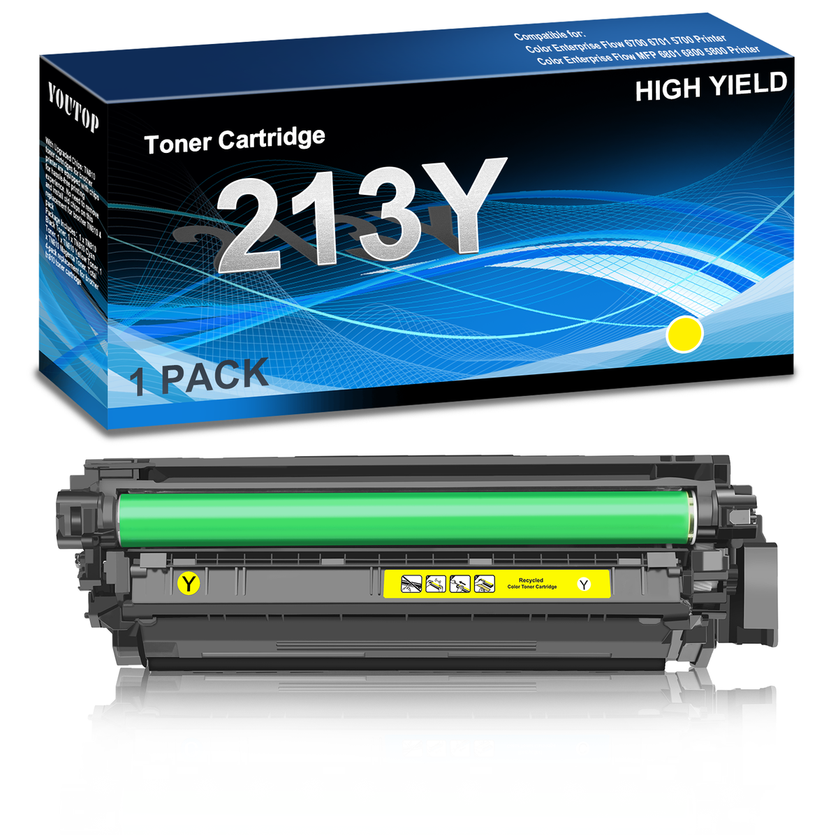 YOUTOP 213Y High Yield Toner Cartridge 213Y W2132Y Toner Yellow Replacement for Color Enterprise Flow 6700 6701 5700 MFP 6801 6800 5800 Printer(1 Pack)