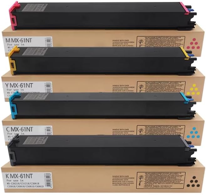 4PK MX61NT MX-61NT Toner Cartridge Compatible for Sharp MX-2630N MX-2651 MX-3050N MX-3070N MX-3071 MX-3550N MX-3551 MX3561 MX3571 MX4051 MX4061 (MX-61NTBA MX-61NTCA MX-61NTMA MX-61NTYA )