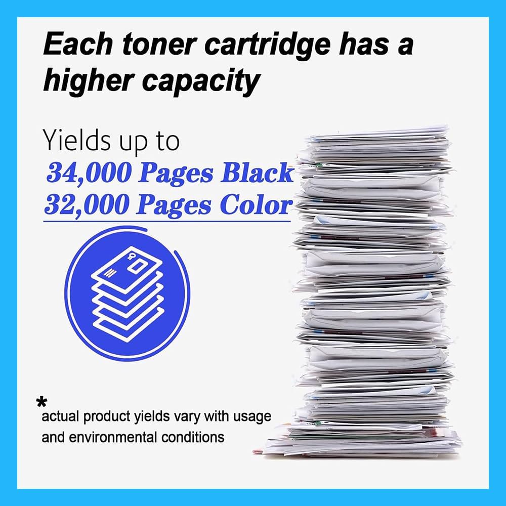 Toner Cartridge for W9040MC W9041MC W9042MC W9043MC W9190MC W9191MC W9192MC W9193MC Compatible for Color MFP E77822dn E77822z E77825dn E77825z E77830dn E77830z 4 Pack