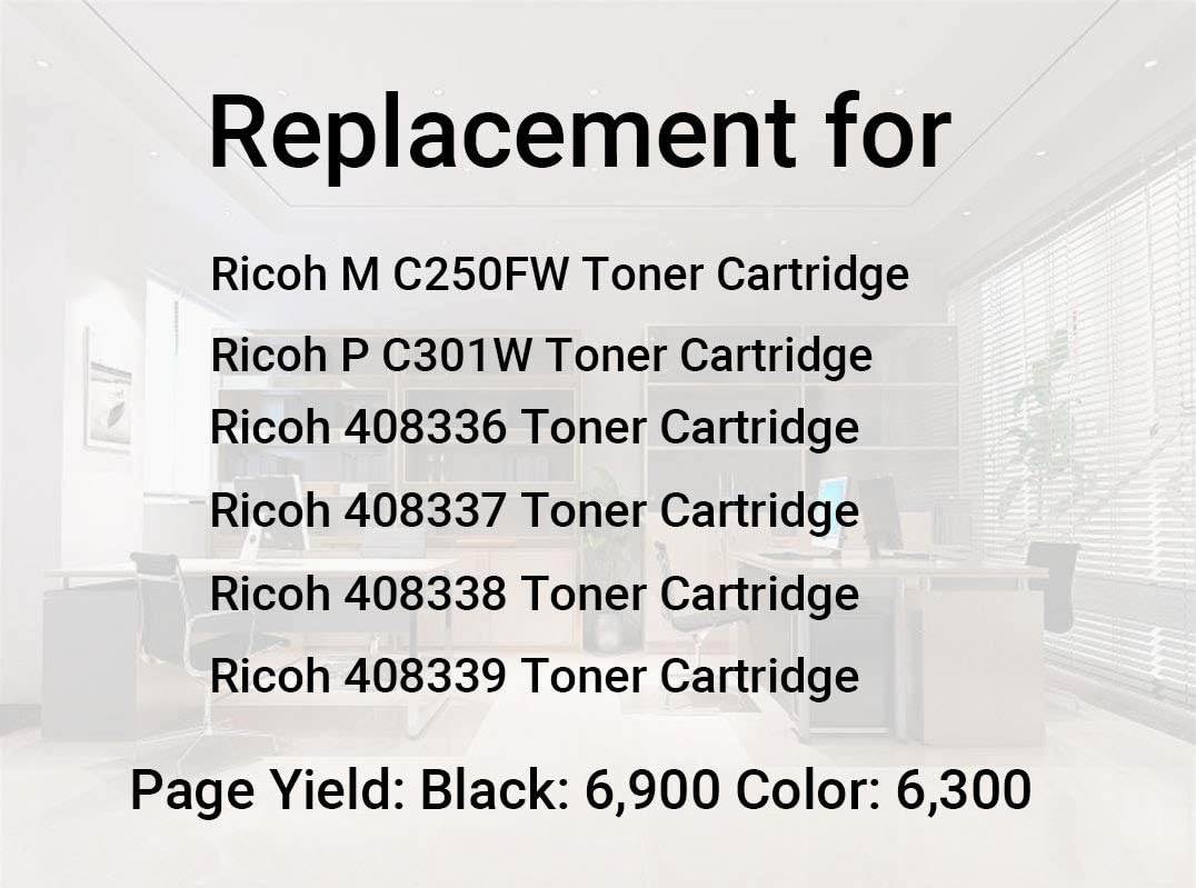 M C250H Toner Cartridge Replacement for Ricoh M C250H M C250FW P C301W MC251FW PC311W Printer(408336 408337 408338 408339)