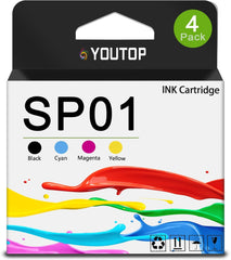 YOUTOP SP01 SP-01 SP-1 Sublimation Ink Cartridge SP01XLBK SP01CS SP01MS SP01YS Ink Cartridge Works for SP-1 Sublimation Inkjet Printer(4 Pack)