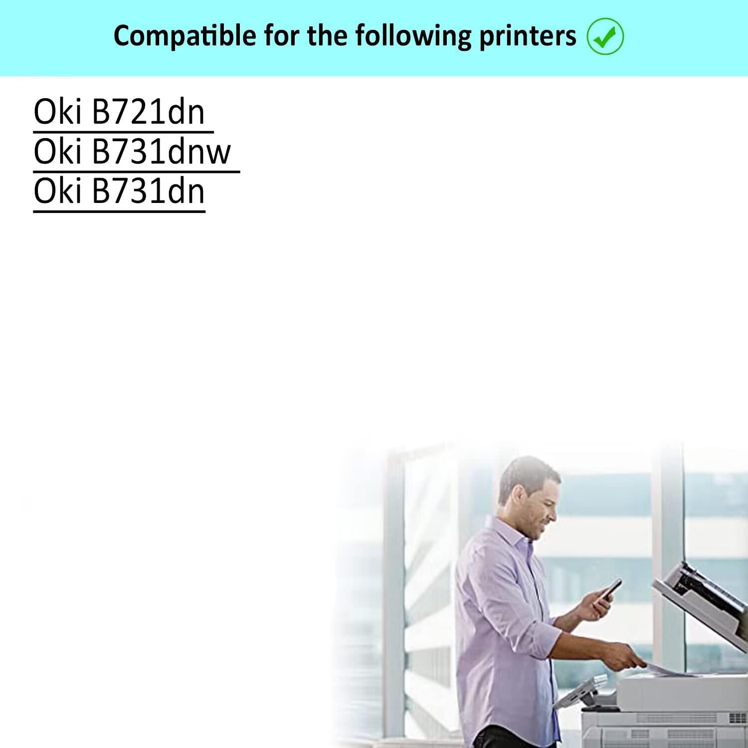 YOUTOP 1PK B721 B731 Black Toner Cartridge for 45488801 High Yield Black Toner Cartridge Compatible for Oki B721dn B731dnw B731dn Printer