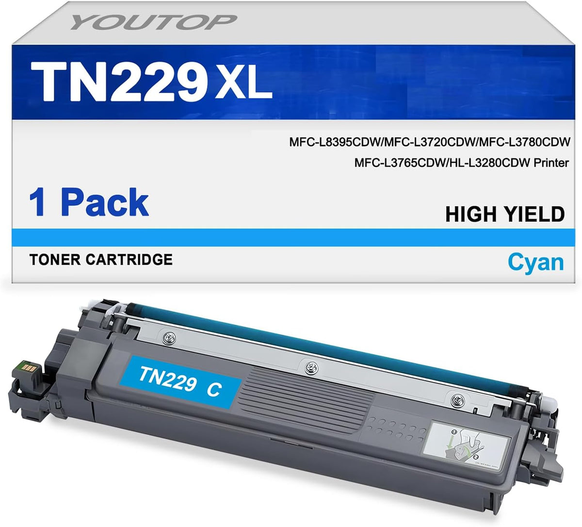 TOUTOP TN229 TN-229 High Yield Cyan Toner Cartridge Replacement for Brother TN229 TN-229 Toner Use for Btother MFC-L8395CDW MFC-L3720CDW MFC-L3780CDW MFC-L3765CDW HL-L3280CDW Printer