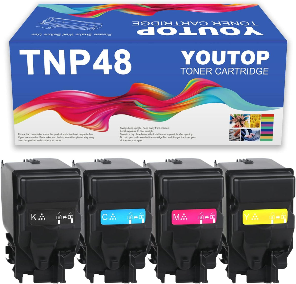 YOUTOP 4PK TNP-48 TNP48 Toner Cartridge High Yield (A5X0130 A5X0430 A5X0330 A5X0230) Compatible for Konica Minolta bizhub C3350 C3850 C3850FS