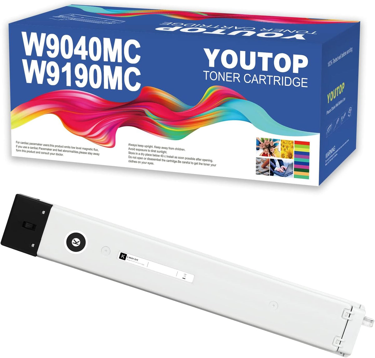 YOUTOP 1PK W9040MC W9190MC Black Toner Cartridge Compatible for Color MFP E7 7822dn E77822z E77825dn E77825z E77830dn E77830z Printer