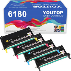 YOUTOP 113R00726 113R00723 113R00724 113R00725 Toner cartridge Replacement for Xerox Phaser 6180 6180MFP 6180DN(4-Pack)