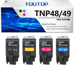 YOUTOP 4PK TNP49 TNP-49 Toner Cartridge High Yield Replacement for Konica Minolta Bizhub C3351 C3851fs (A95W130 A95W430 A95W330 A95W230)