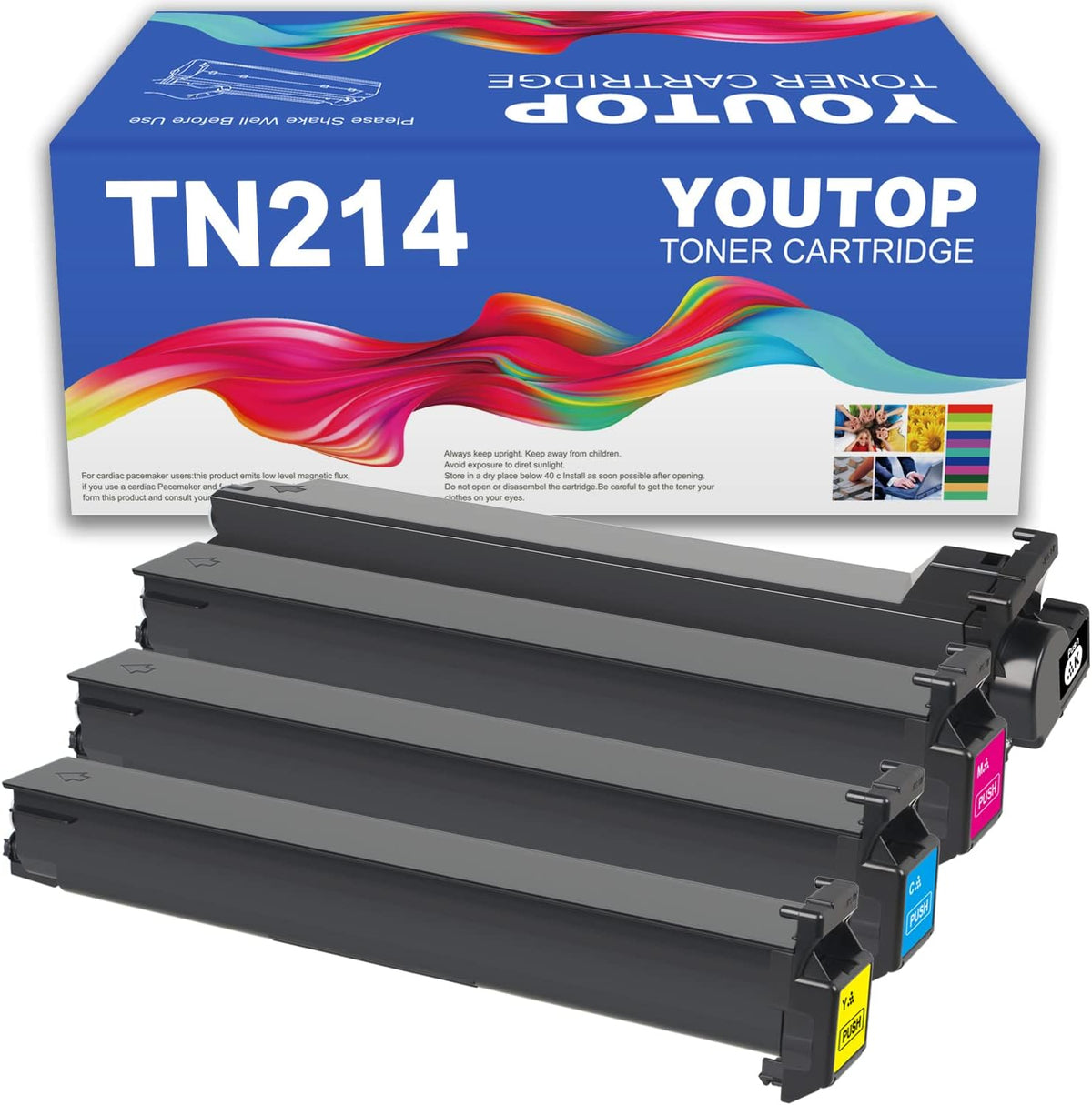 YOUTOP 4PK TN-214 TN214 Toner cartridge Compatible for Konica Minolta bizhub C200 (A0D7135 A0D7435 A0D7335 A0D7235)