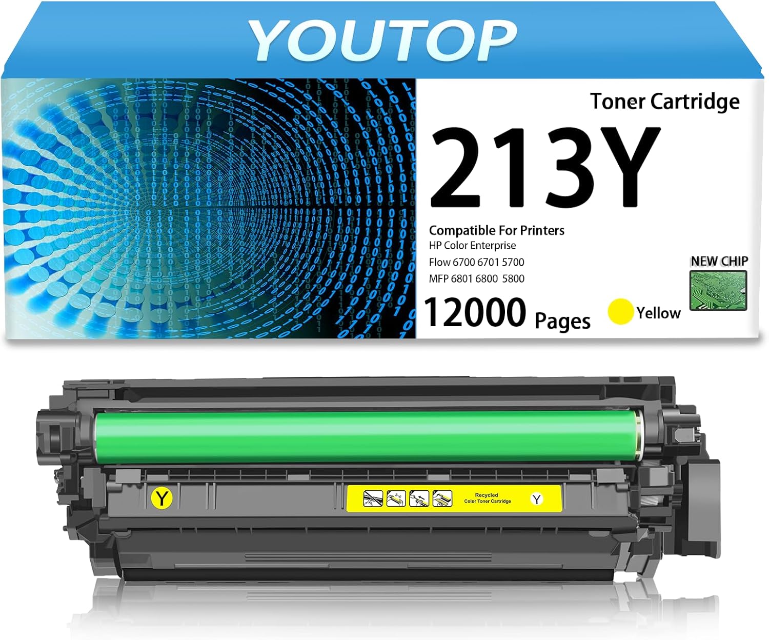 YOUTOP 213Y High Yield Toner Cartridge 213Y W2132Y Toner Yellow Replacement for Color Enterprise Flow 6700 6701 5700 MFP 6801 6800 5800 Printer(1 Pack)