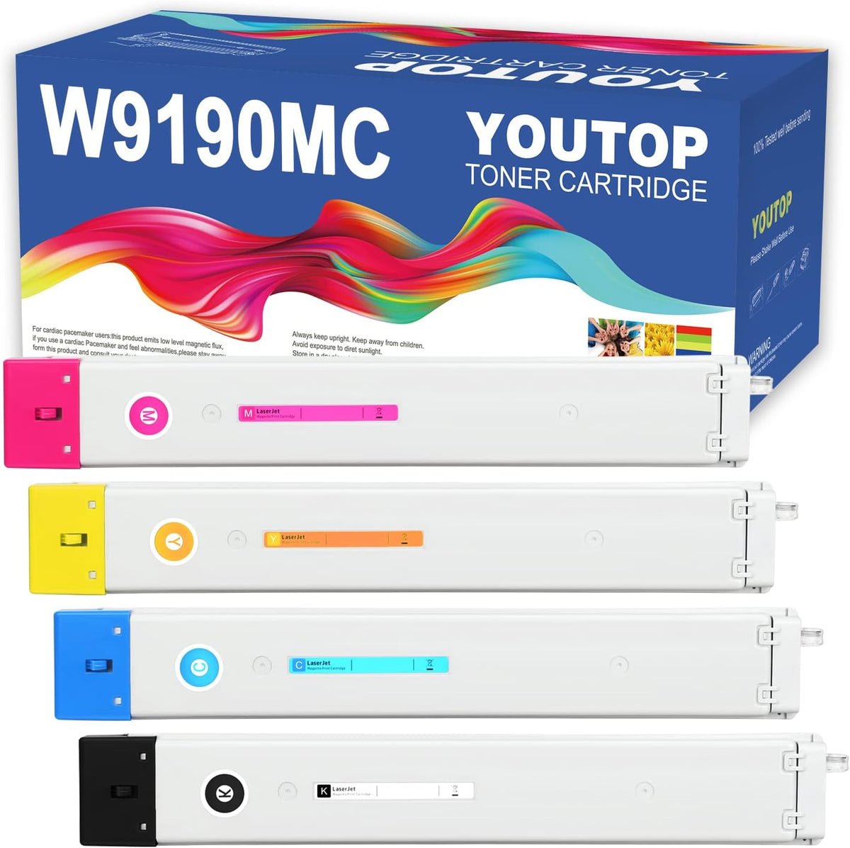 YOUTOP 4PK W9190MC W9191MC W9192MC W9193MC Toner Cartridge Compatible for HP Color Managed MFP E77822dn E77822z E77825dn E77825z E77830dn E77830z Printer