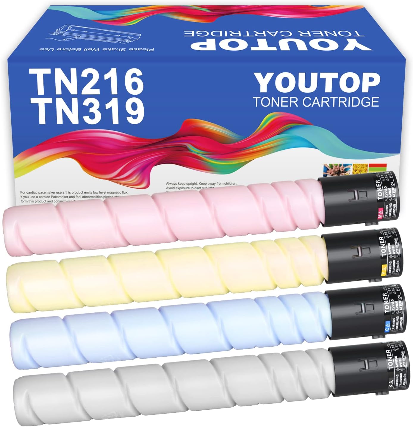 YOUTOP 4PK TN-216 TN-319 TN216 TN319 Toner Cartridge Compatible for Konica Minolta Bizhub C220 C280 C360 Printer