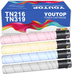 YOUTOP 4PK TN-216 TN-319 TN216 TN319 Toner Cartridge Compatible for Konica Minolta Bizhub C220 C280 C360 Printer