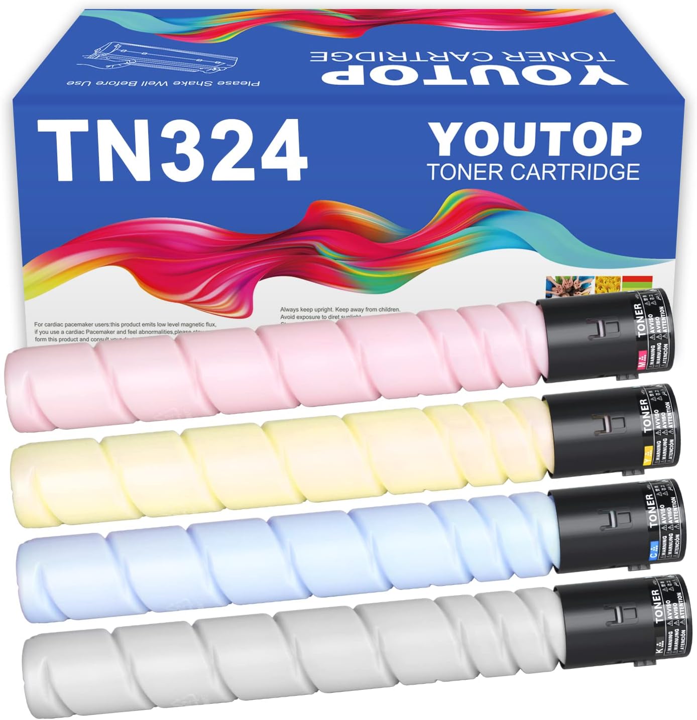 YOUTOP 4PK TN-324 TN324 Toner Cartridge Compatible for Konica Minolta bizhub C258 C308 C368 (A8DA130 A8DA430 A8DA330 A8DA230)