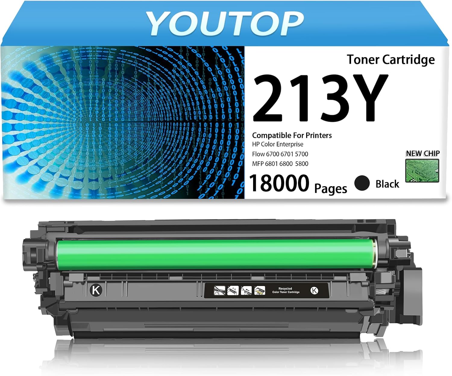 213Y High Yield Toner Cartridge 213Y W2130Y Toner Black Replacement for Color Enterprise Flow 6700 6701 5700 MFP 6801 6800 5800 Printer(1 Pack)