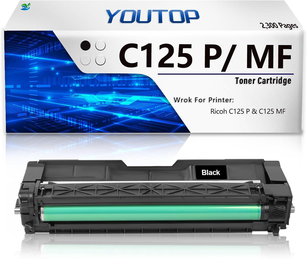 YOUTOP C125P Black Toner Cartridge Replacement for Ricoh C125 P C125 MF Toner Cartridge Use for Ricoh C125 P & C125MF Printer