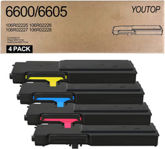 6600 6605 Toner Cartridge High Capacity use for 106R02225 106R02226 106R02227 106R02228 Toner Replacement for Xerox Phaser 6600 WorkCentre 6605 Printer(C/M/Y/B)