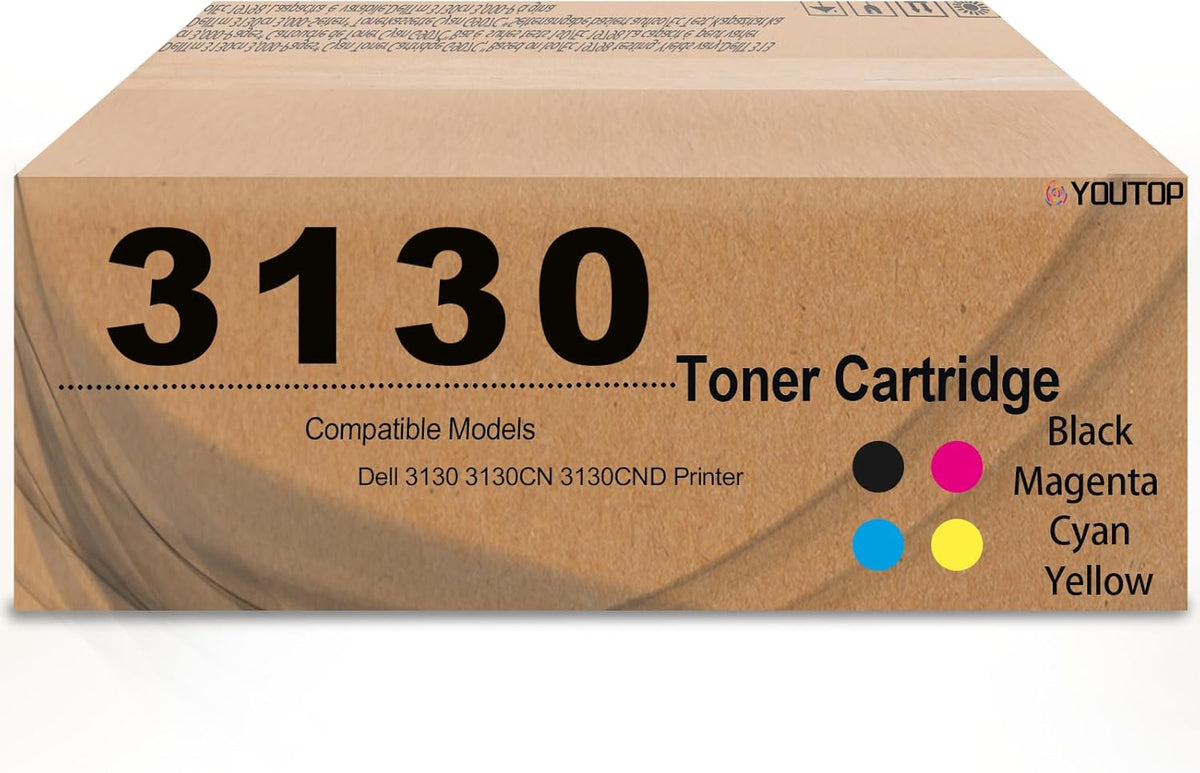 YOUTOP 4PK 3130 Toner Cartridge Replacement for Dell 330-1198 330-1199 330-1200 330-1204 Toner Cartridge Compatible for Dell 3130 3130CN 3130CND Printer