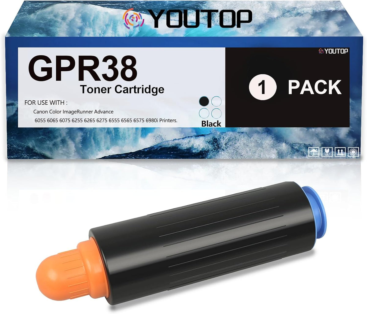 GPR-38 GPR38 Black Toner Cartridge Replacement for Canon GPR-38 3766B003AA Toner Compatible for Canon Color ImageRunner Advance 6055 6065 6075 6255 6265 6275 6555 6565 6575 6980i Printer