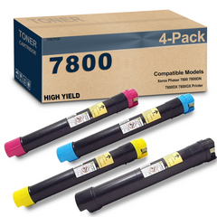 Compatible 7800 Toner Cartridge Replacement for Xerox Phaser 7800 7800DN 7800DX 7800GX Printer|106R01569 106R01566 106R01567 106R01568 |4-Pack(Black Cyan Magenta Yellow)