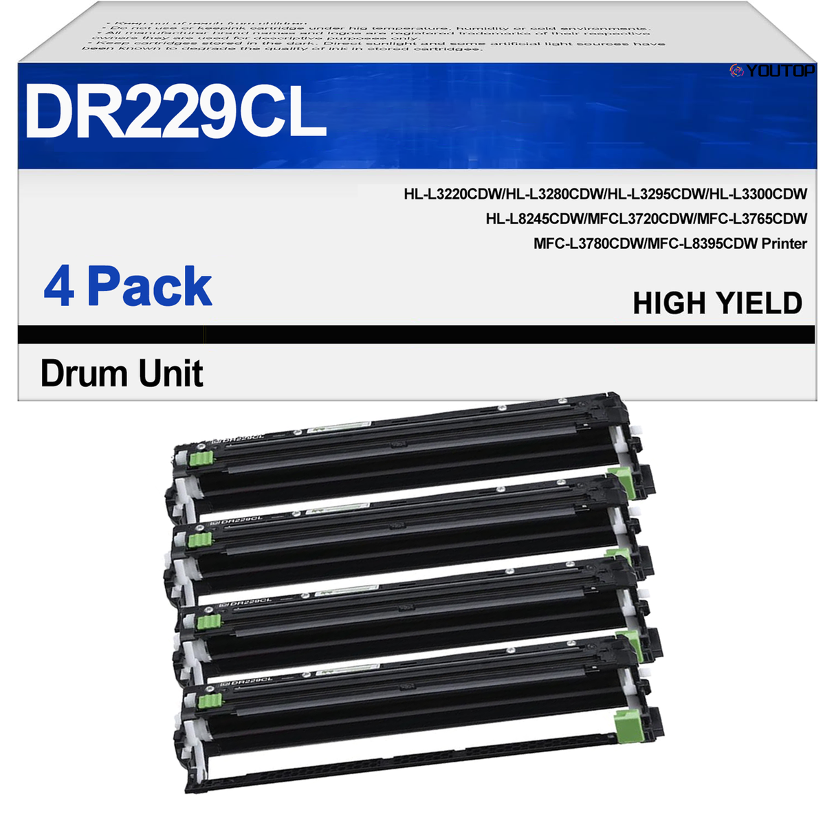 YOUTOP DR229CL Drum Unit Imaging Unit Replacement for Brother MFC-L8395CDW MFC-L3720CDW MFC-L3780CDW MFC-L3765CDW HL-L3280CDW Printer(30,000 Pages)