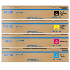 YOUTOP 4PK TN-324 TN324 Toner Cartridge Compatible for Konica Minolta bizhub C258 C308 C368 (A8DA130 A8DA430 A8DA330 A8DA230)