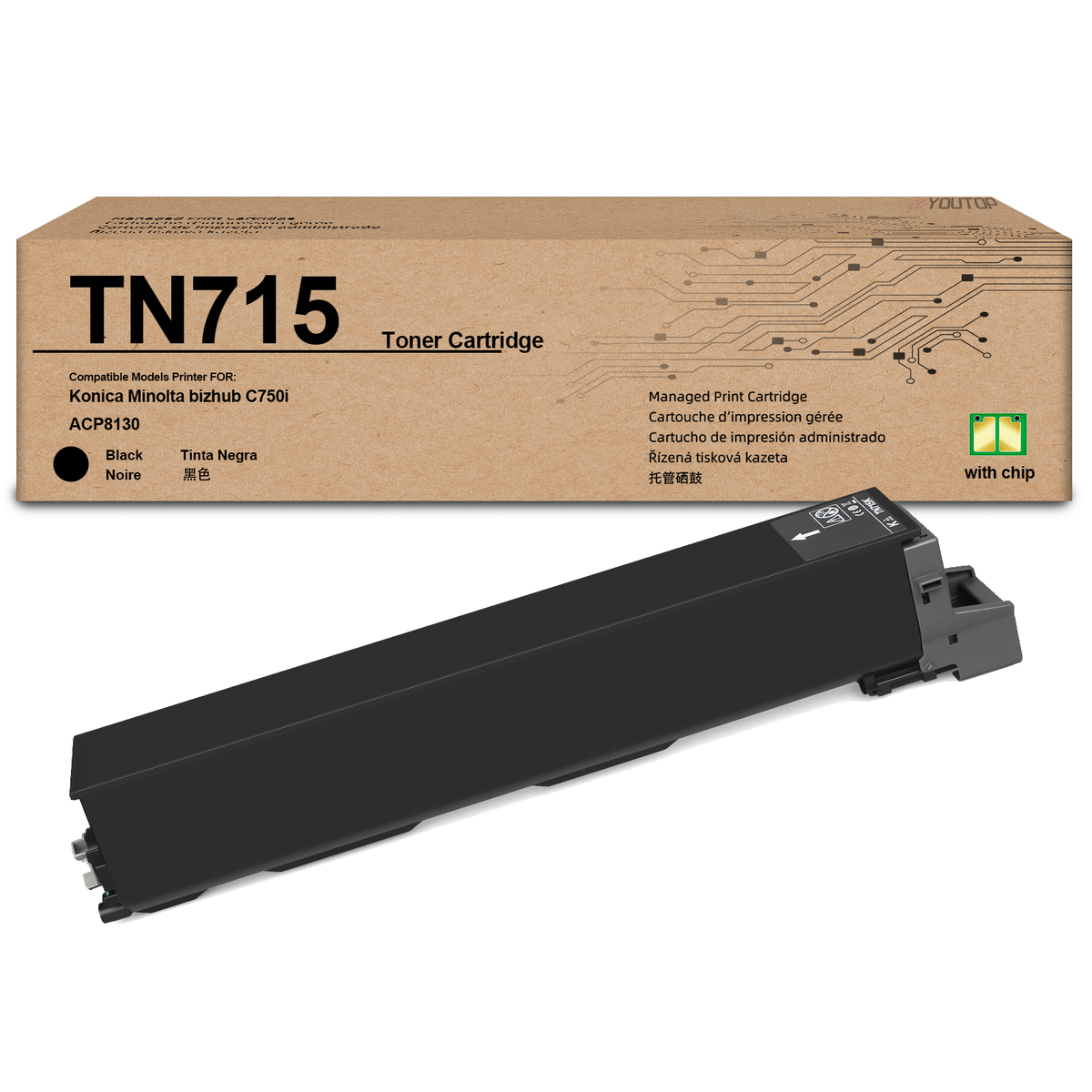 YOUTOP 1PK TN-715 TN715 (ACP8130) Black Toner Cartridge Compatible for Konica Minolta bizhub C750i Printer