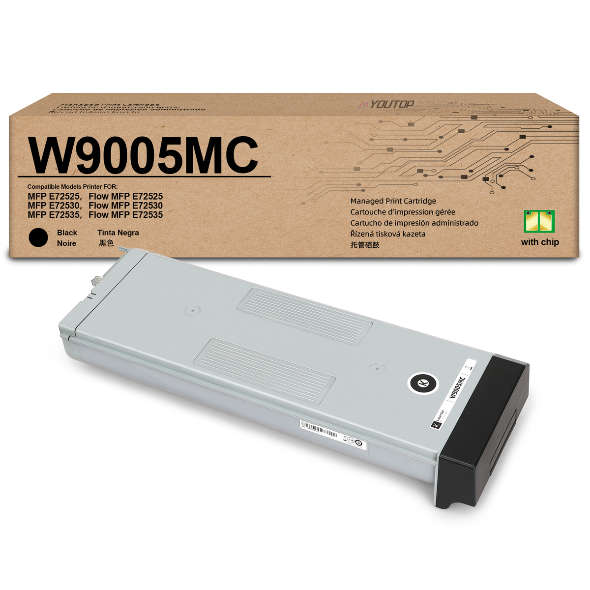 YOUTOP 1PK W9005MC Black Toner Cartridge Compatible for HP Managed Flow MFP E72525z E72525dn E72530dn E72530z E72535dn E72535z