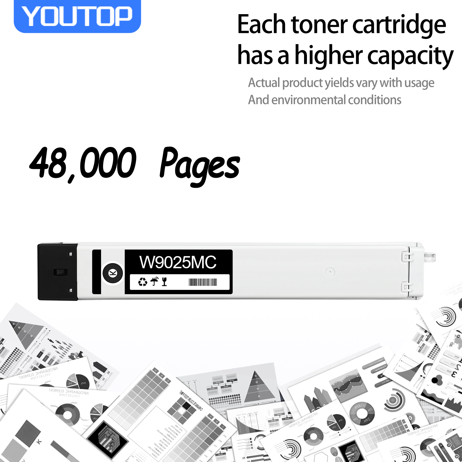 YOUTOP 1PK W9025MC Black Toner Cartridge Compatible for HP Managed MFP E72425dn E72425a E72425dv E72430dn Printers