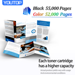 YOUTOP 4PK Toner Cartridge for W9050MC W9051MC W9052MC W9053MC Compatible for HP Color Managed MFP E87640Z E87650Z E87660 Printer BK:54500pages Color: 52000 Pages