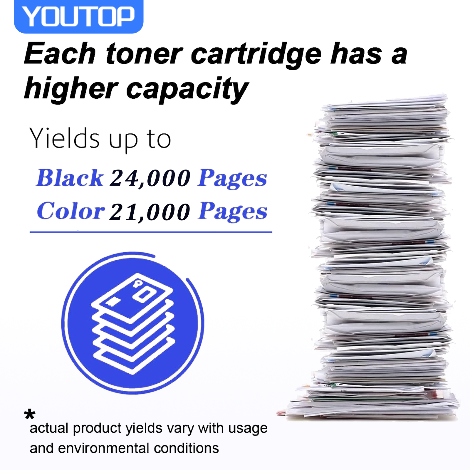 YOUTOP 4PK TN-221 TN221 Toner Cartridge Compatible for Konica Minolta bizhub C227 C287 (A8K3130 A8K3230 A8K3330 A8K3430)